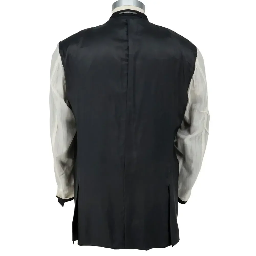 Canali Sport Coat Mens 56 IT 46R Black Gray Plaid Wool Lined Blazer Jacket Italy
